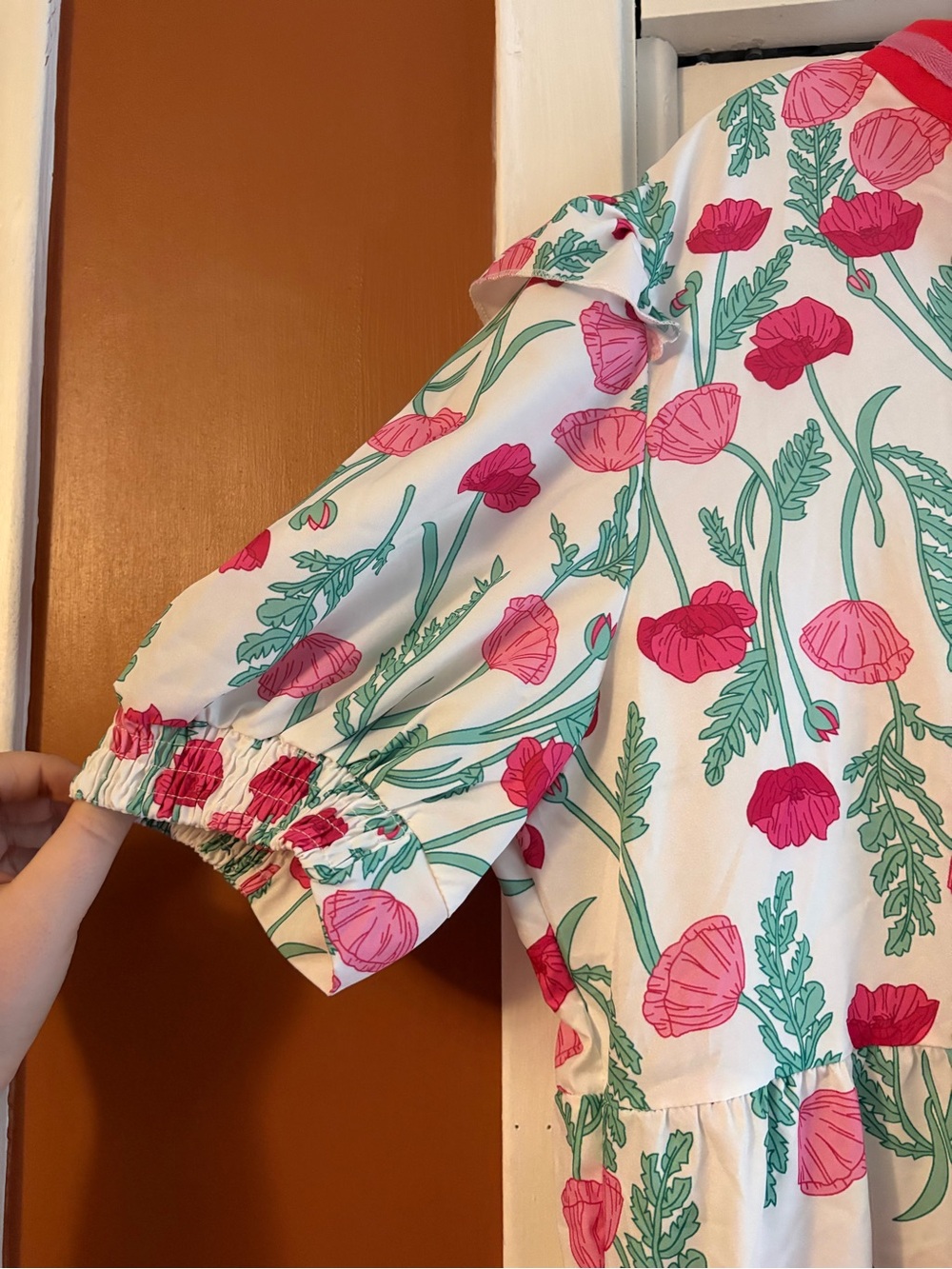 Floral Midi Dress 2X • Pink & Green Floral • Short Sleeve - Picture 3 of 4